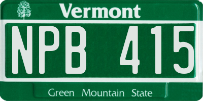 VT license plate NPB415