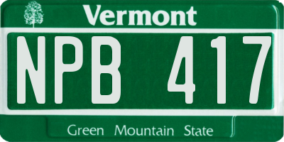 VT license plate NPB417