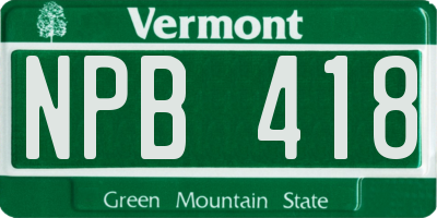 VT license plate NPB418