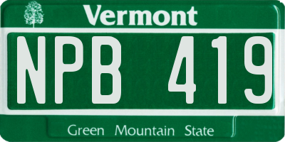 VT license plate NPB419