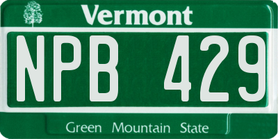 VT license plate NPB429