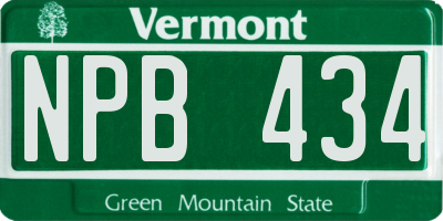 VT license plate NPB434