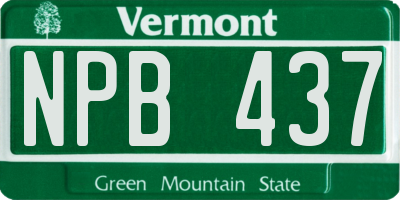 VT license plate NPB437
