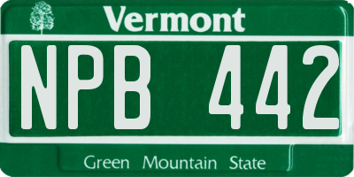 VT license plate NPB442