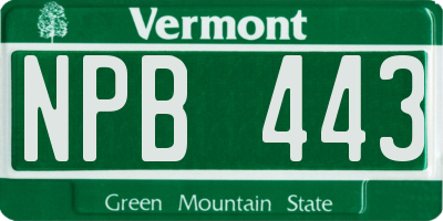 VT license plate NPB443