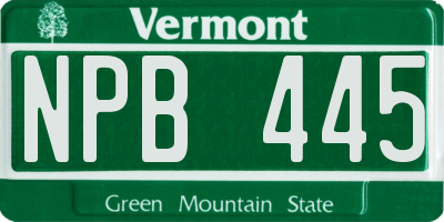 VT license plate NPB445