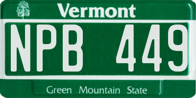 VT license plate NPB449
