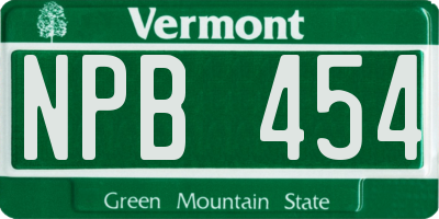 VT license plate NPB454
