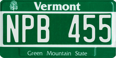 VT license plate NPB455