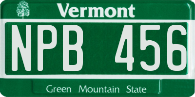 VT license plate NPB456