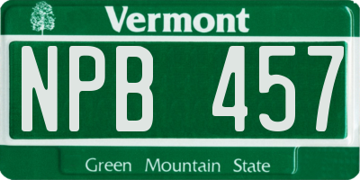 VT license plate NPB457