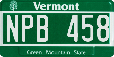 VT license plate NPB458