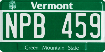 VT license plate NPB459