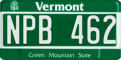 VT license plate NPB462