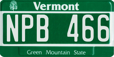 VT license plate NPB466