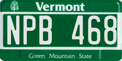 VT license plate NPB468