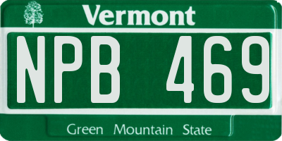VT license plate NPB469