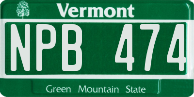 VT license plate NPB474