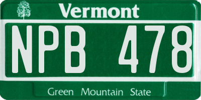 VT license plate NPB478