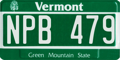VT license plate NPB479