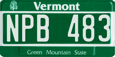 VT license plate NPB483