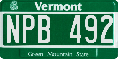 VT license plate NPB492