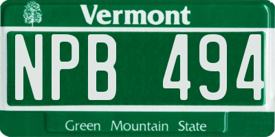 VT license plate NPB494