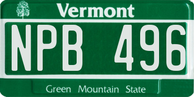 VT license plate NPB496