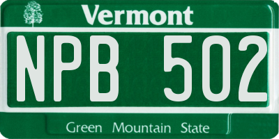 VT license plate NPB502