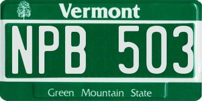 VT license plate NPB503