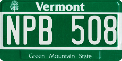 VT license plate NPB508