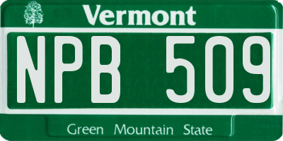 VT license plate NPB509