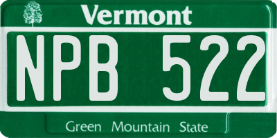 VT license plate NPB522