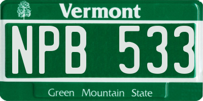 VT license plate NPB533