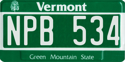 VT license plate NPB534