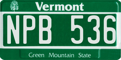 VT license plate NPB536