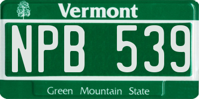 VT license plate NPB539