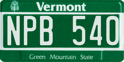 VT license plate NPB540
