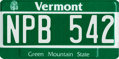 VT license plate NPB542