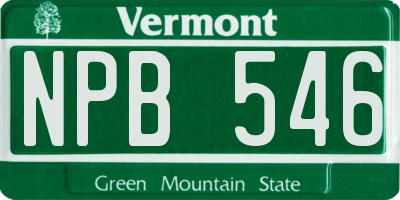 VT license plate NPB546