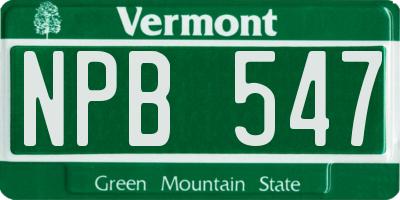 VT license plate NPB547