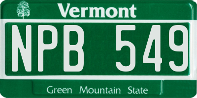 VT license plate NPB549