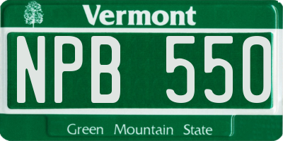 VT license plate NPB550