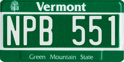 VT license plate NPB551