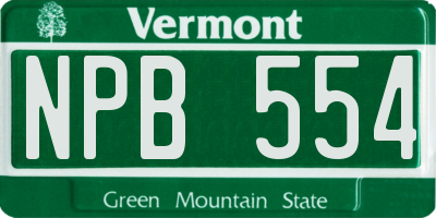 VT license plate NPB554