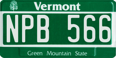 VT license plate NPB566