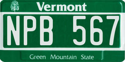 VT license plate NPB567