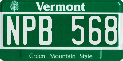 VT license plate NPB568