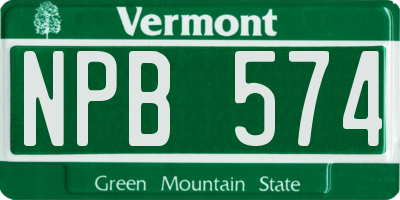 VT license plate NPB574