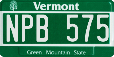 VT license plate NPB575